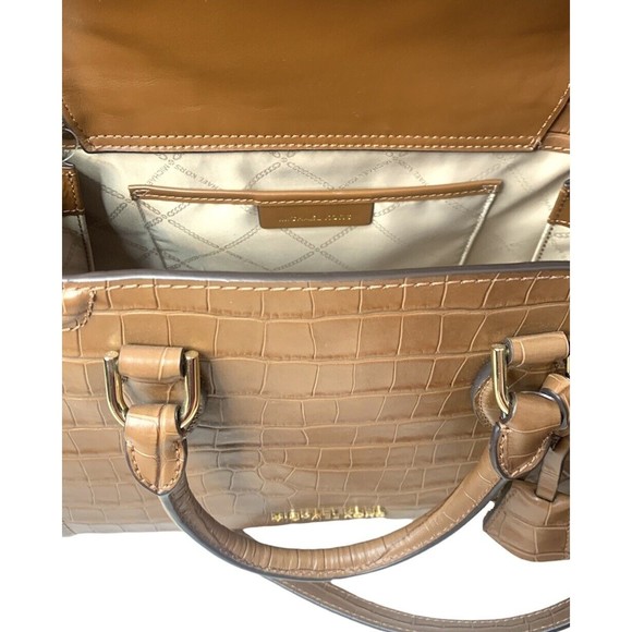 Michael Kors Zoe Medium Satchel Chestnut  Croc Embossed - Picture 6 of 7